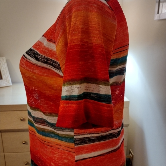 Vintage Peck & Peck XL Striped Scoop Neck Cuffed Sleeve Shirttail Hem USA - Picture 6 of 11